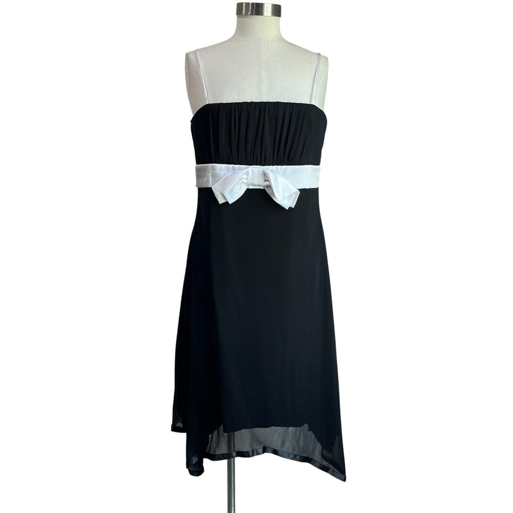 Star Vixen Y2K Black Dress White Bow Asymmetrical Hem 1X Party Club Chic